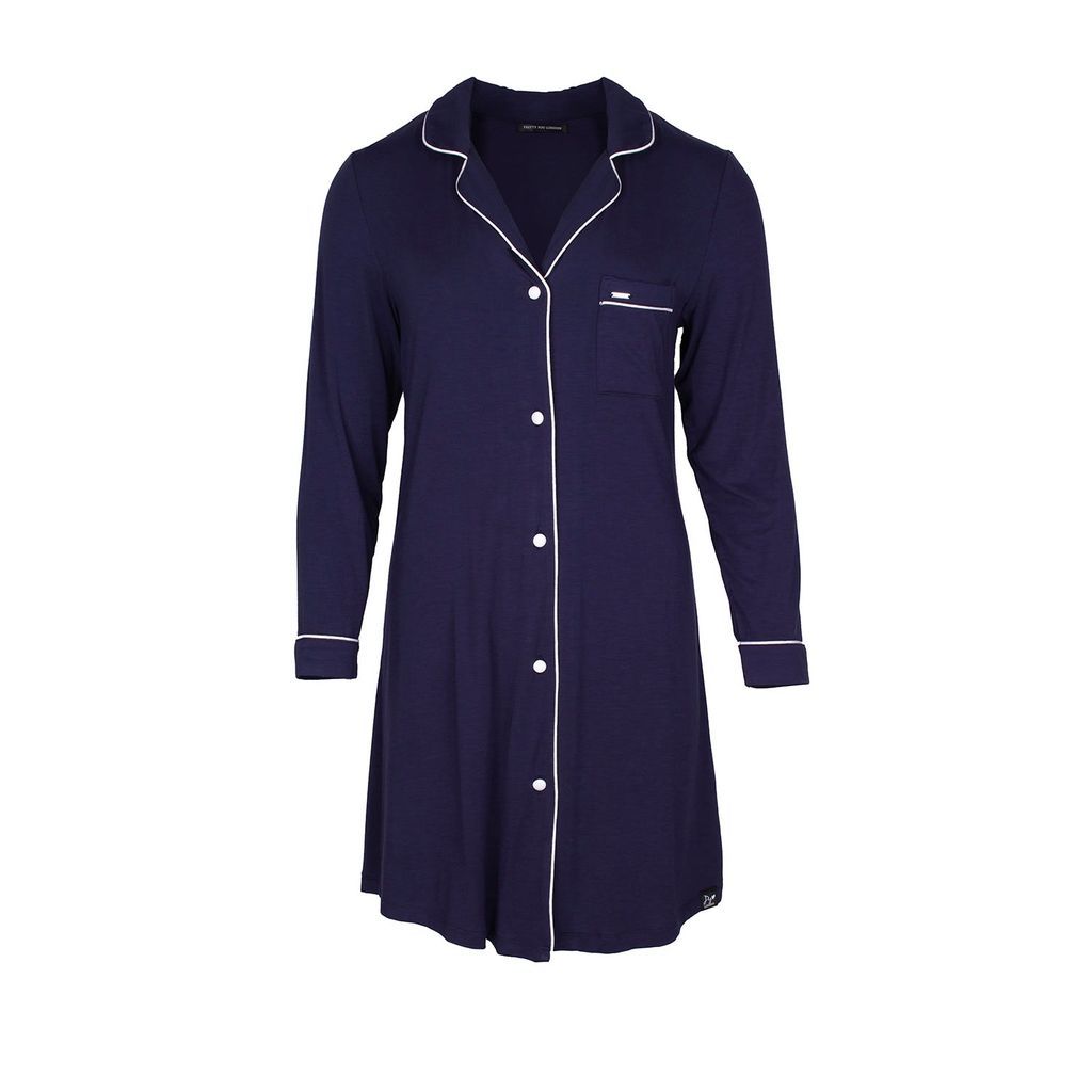 Blue Bamboo Long Sleeved Women's Classic Nightshirt In Midnight Extra Small Pretty You