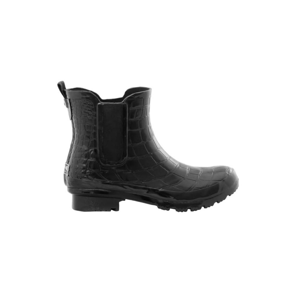 Chelsea Black Croc Emboss Women's Rain Boots 4 Uk Roma Boots