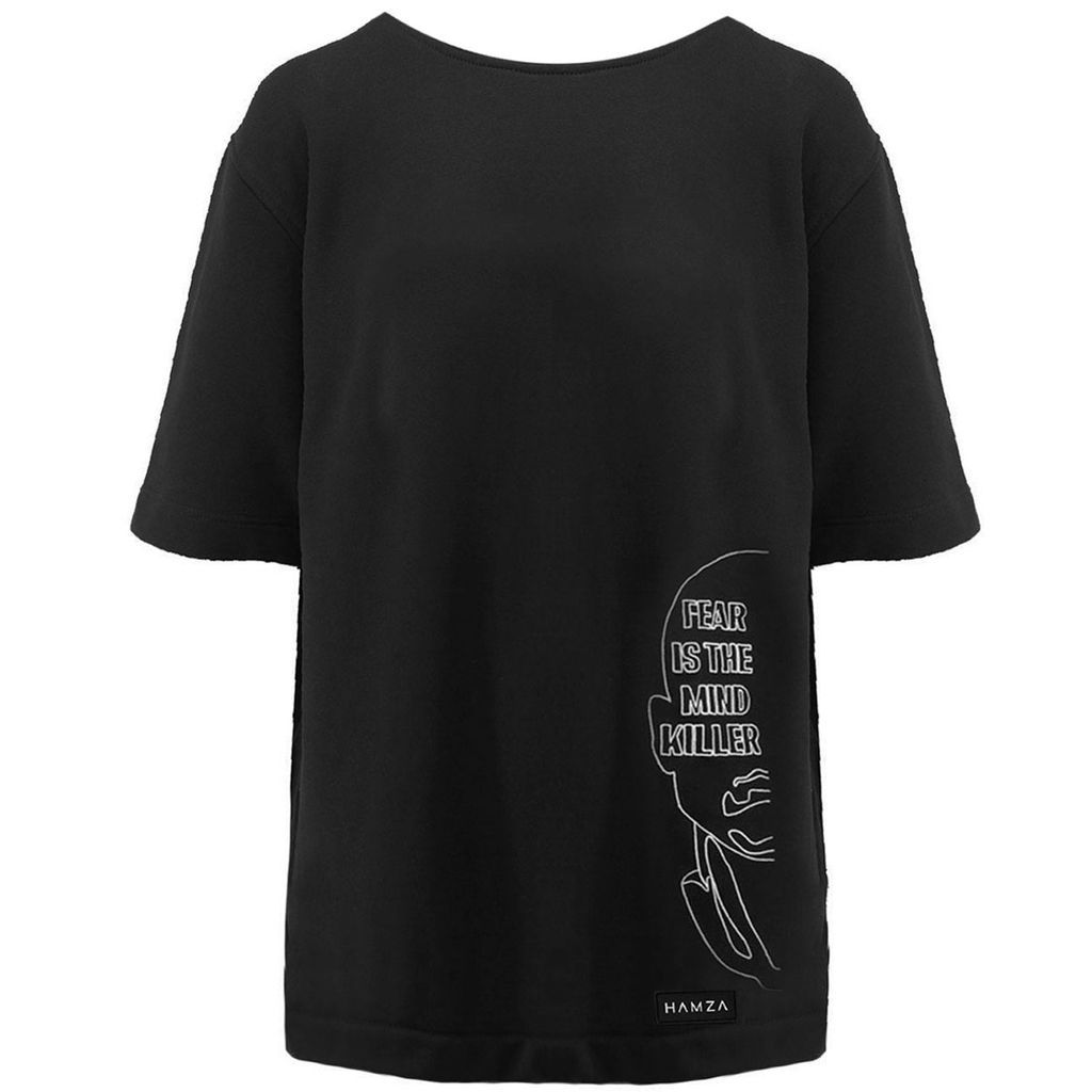Dune Embroidered Women's Black T-Shirt Extra Small Hamza