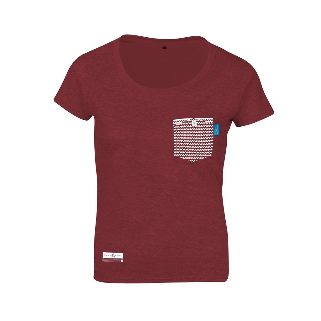 Fire Brick Red Marker Print Organic Cotton T-Shirt Womens Small ANCHOR & CREW