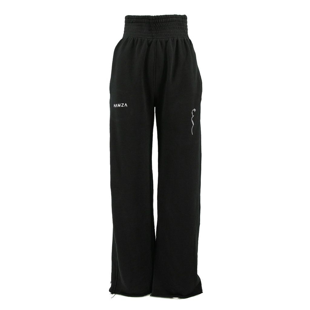 Hera Embroidered Black Women's Trousers Extra Small Hamza