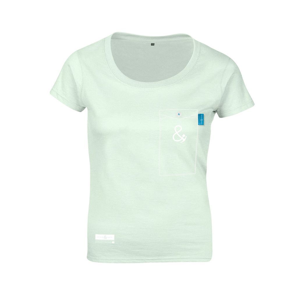 Honeydew Green Anchormark Print Organic Cotton T-Shirt Womens Small ANCHOR & CREW