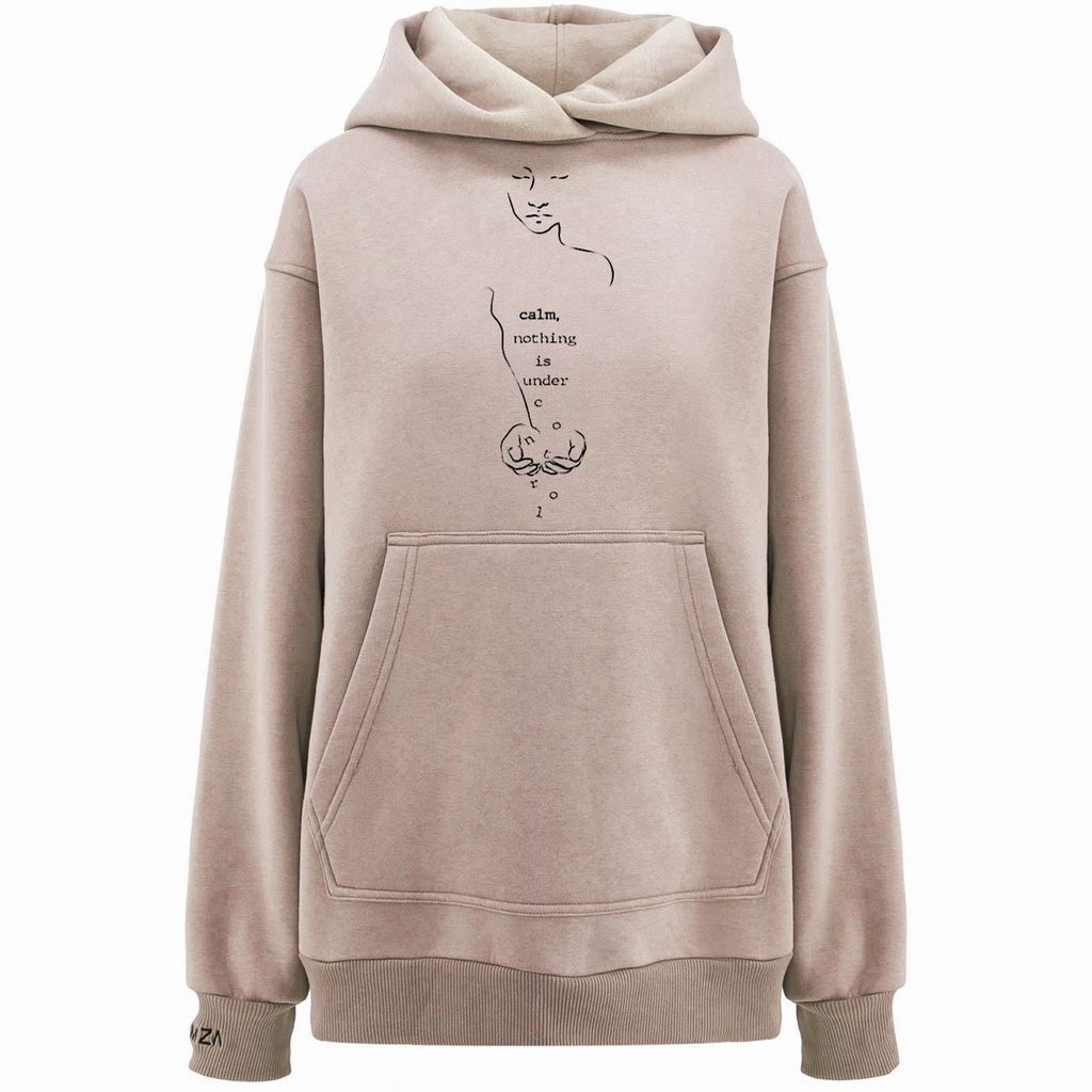 Neutrals Control Beige Embroidered Women's Hoodie Extra Small Hamza