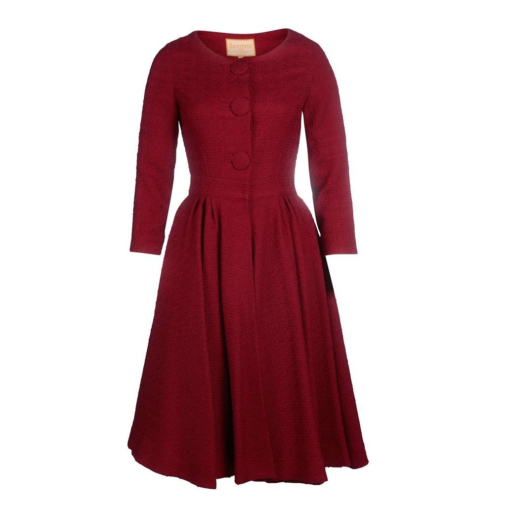 Red Limited Edition 'My Fair Lady' Italian Wool Swing Dress Coat In Rosso Extra Small Santinni