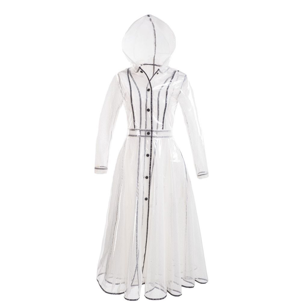 Women - Designer Transparent Raincoat - Transparent In White - Aristocracy - Blanc Extra Small Yvette LIBBY N'guyen Paris
