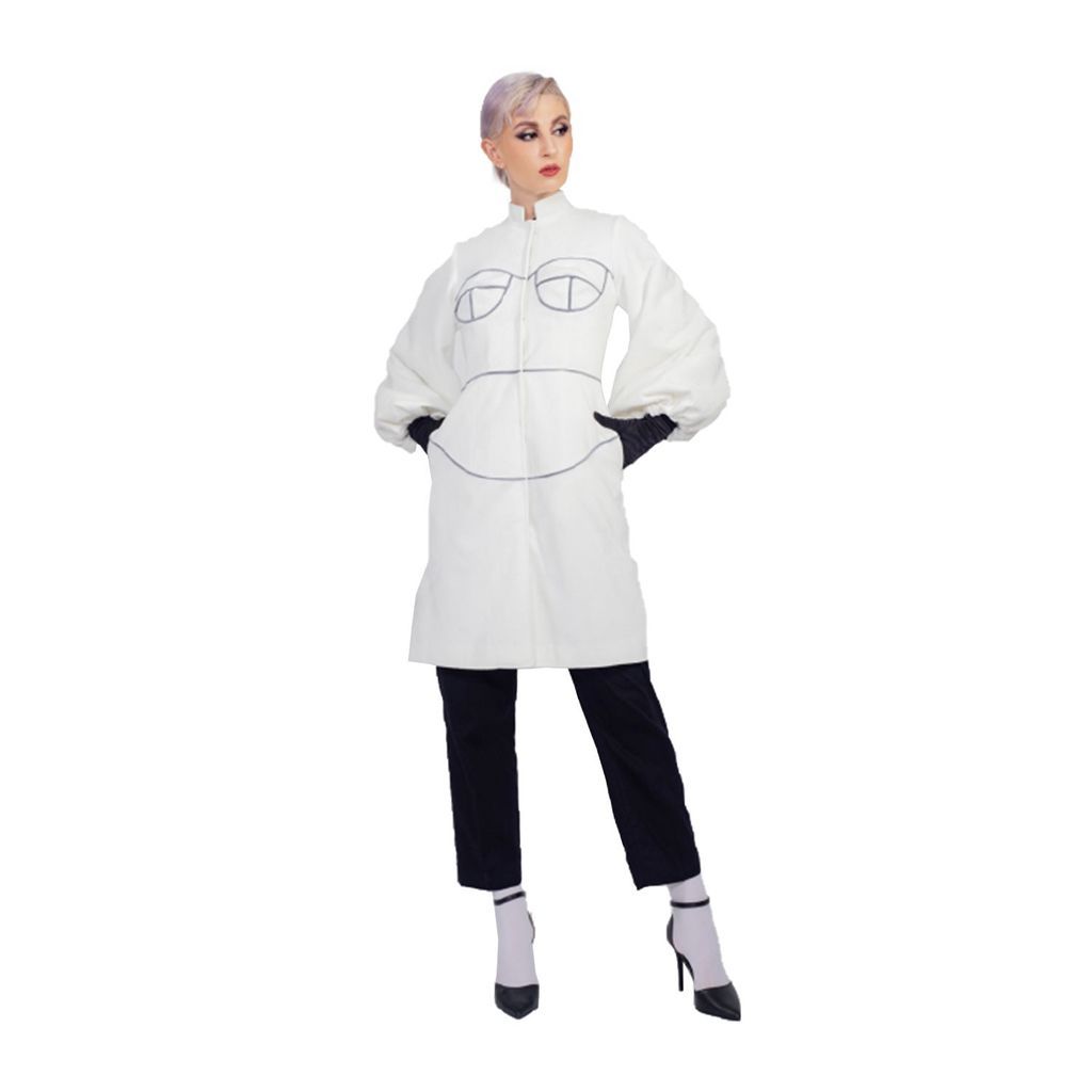 Women - Fashion Faux Fur Body Coat - White Meringue - The Ego Extra Small Yvette LIBBY N'guyen Paris
