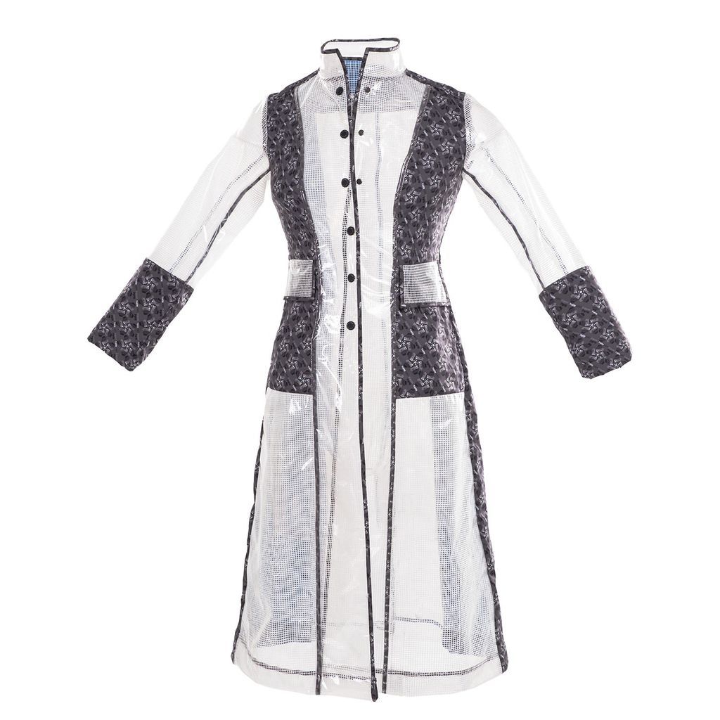 Women - Designer Transparent Trench Raincoat - Ice White - Nick Carraway - Blanc Extra Small Yvette LIBBY N'guyen Paris
