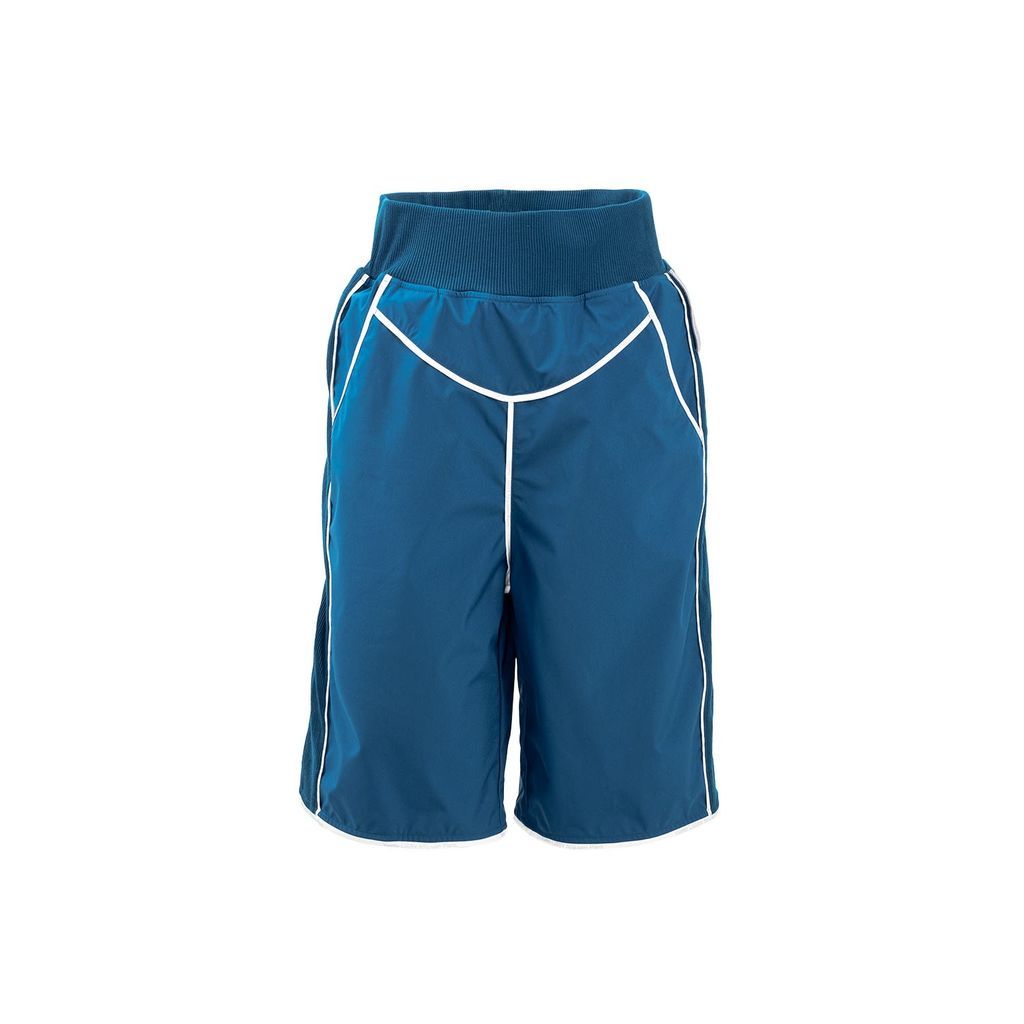 Women - High-Tech Waterproof & Breathable Fabric Over Knee Shorts In Athletic Style - Indigo Blue - Chez Toi Extra Small Yvette LIBBY N'guyen Paris