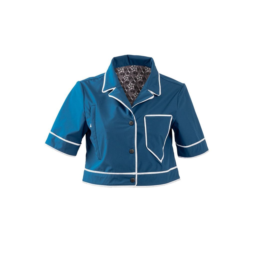 Women - High-Tech Waterproof & Breathable Fabric Short Sleeve Shirt In Loose-Fitting - Indigo Blue - Chez Toi Extra Small Yvette LIBBY N'guyen Paris