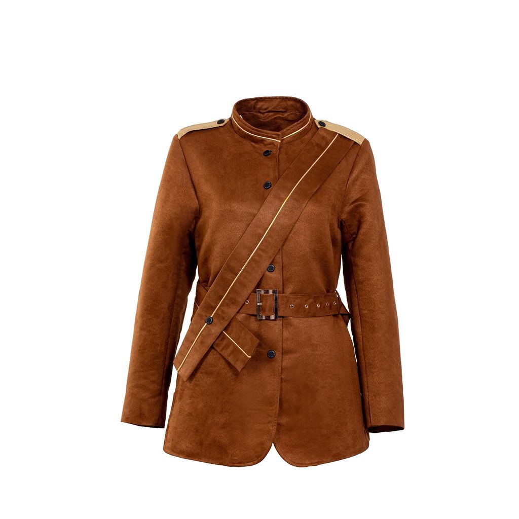 Women - Jacket - Nubuck Leather - Virtue - Downtown Brown In Retro Style Extra Small Yvette LIBBY N'guyen Paris