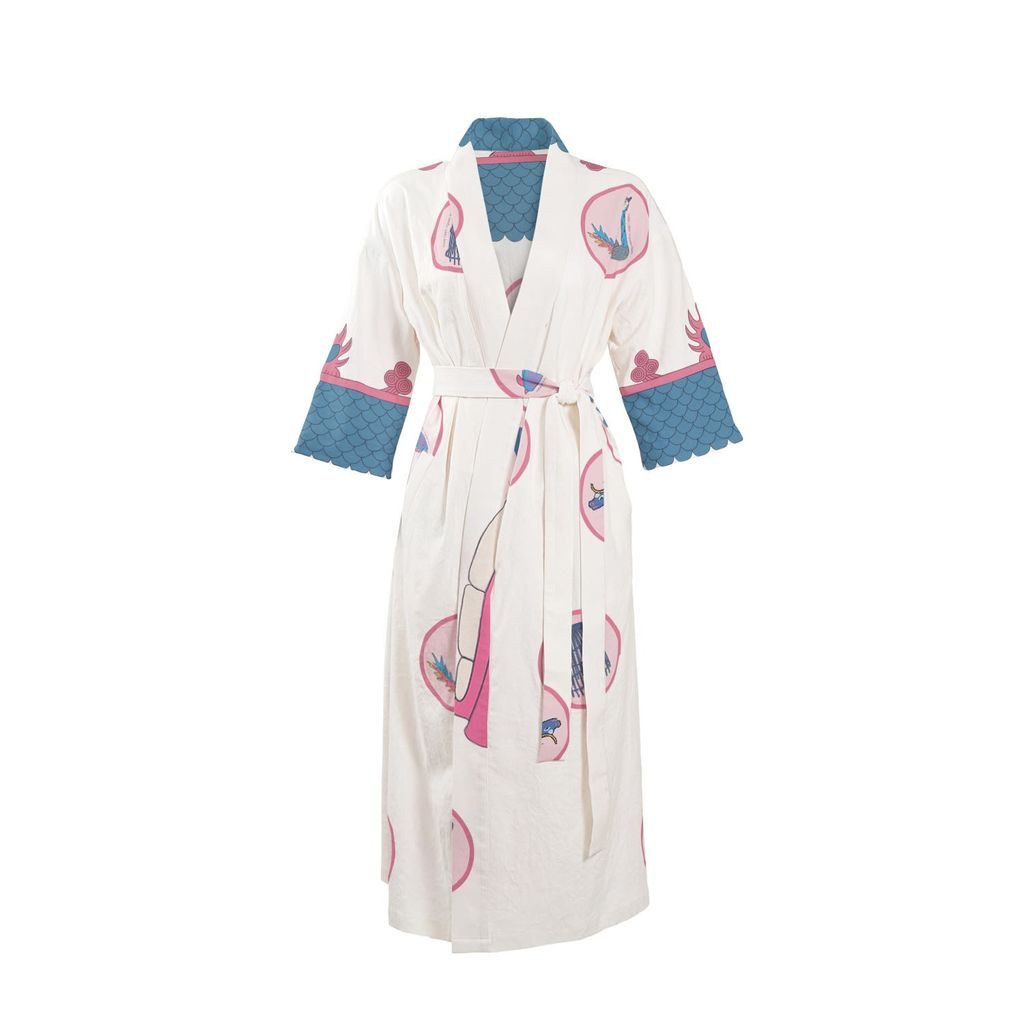 Women - Linen Coat In Kimono Style - Coconut Milk/ White - Germering Extra Small Yvette LIBBY N'guyen Paris