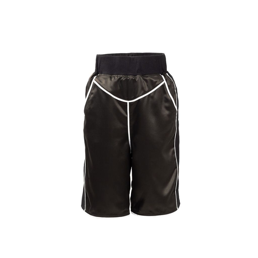 Women - Lacquer Silk Knee Shorts In Athletic Style - Pearl Black - Chez Toi Extra Small Yvette LIBBY N'guyen Paris