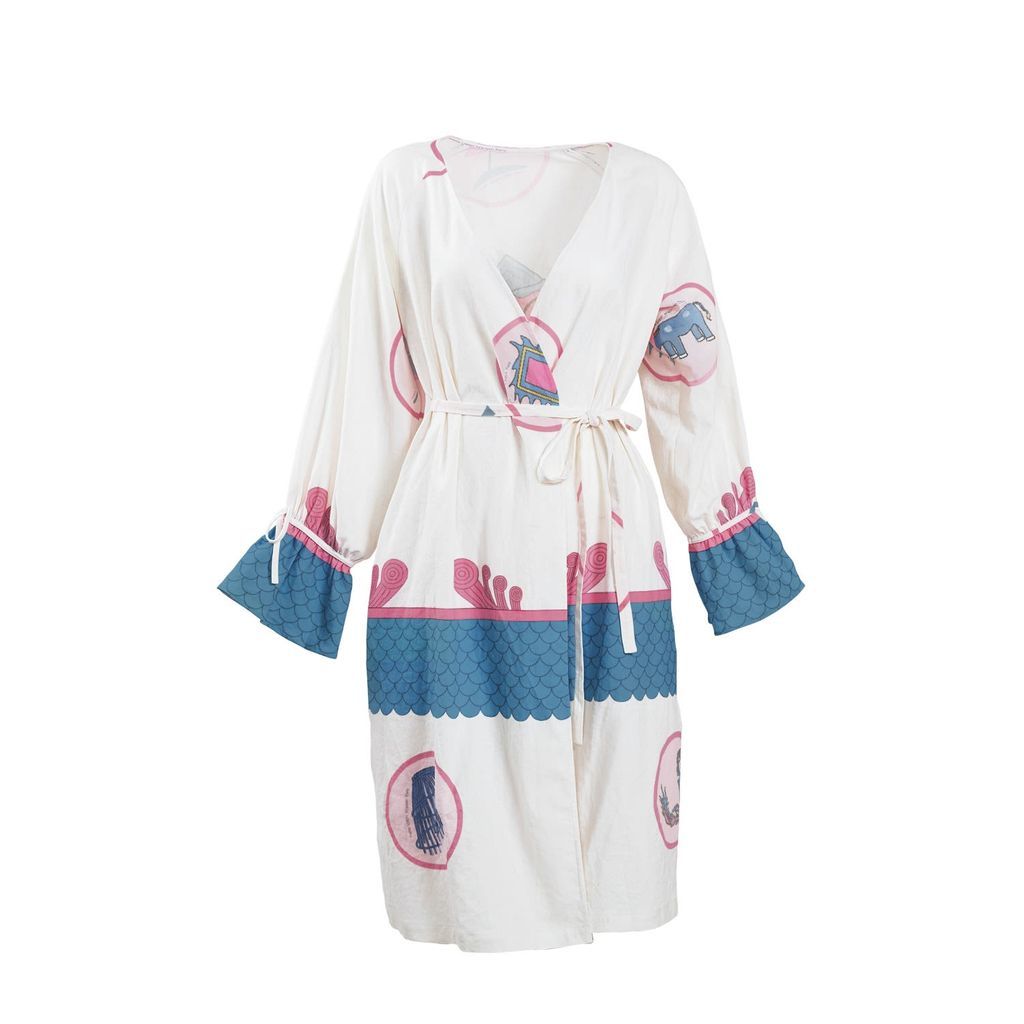 Women - Linen Coat In Kimono Style - Coconut Milk/ White - Lake Walk Extra Small Yvette LIBBY N'guyen Paris