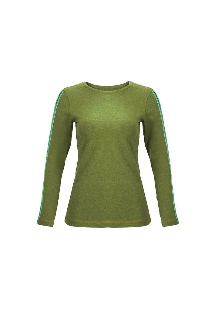 Women - Long Sleeve Cotton Mélange T-Shirt - Greenery Green - Yvette Cool Wt1 Extra Small Yvette LIBBY N'guyen Paris