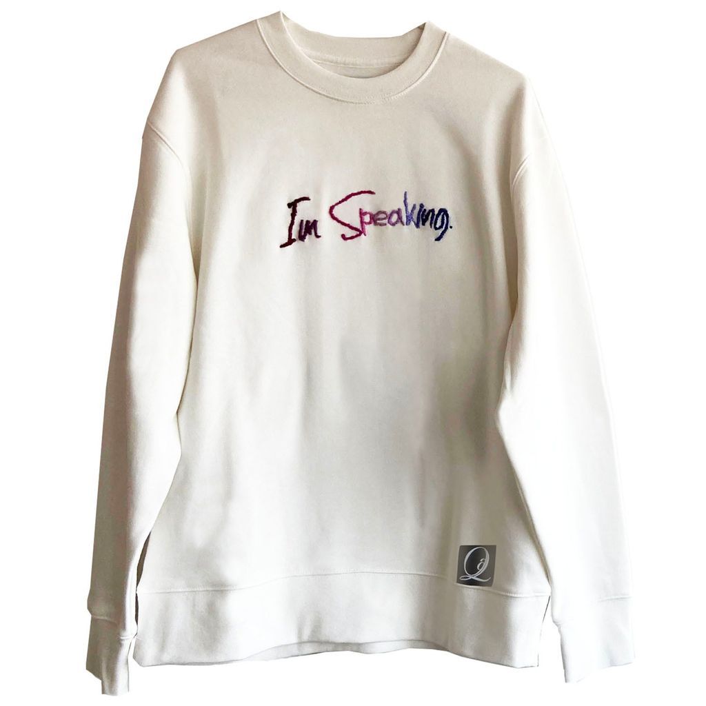 Women's 'Im Speaking' Kamala Harris Embroidered Off White Sweatshirt Small Quillattire