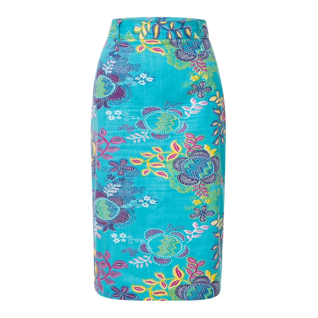 Women's Adobea Wax Print Pencil Skirt - Floral Xxs Winifred Mills