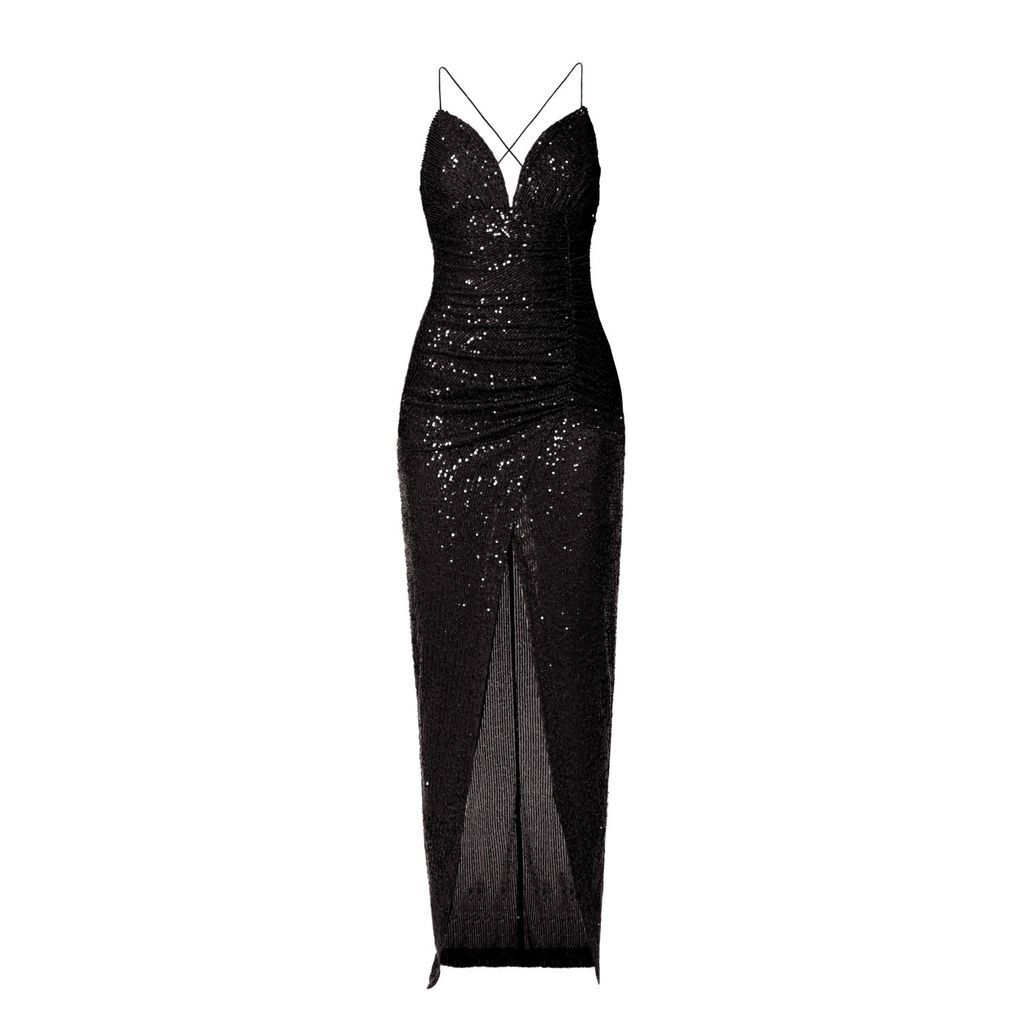 Women's Ailish Obsidian Black Sequin Maxi Dress Extra Small Aggi