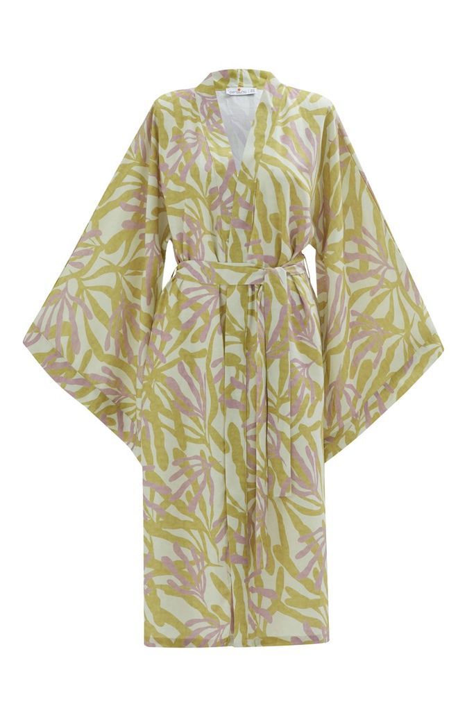 Women's Akira Satin Kimono Pistachio Green - Lilac Multicolour One Size Peraluna