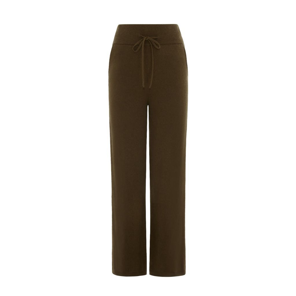 Women's Alasia Cashmere Trousers In Olive Green Small Les 100 Ciels