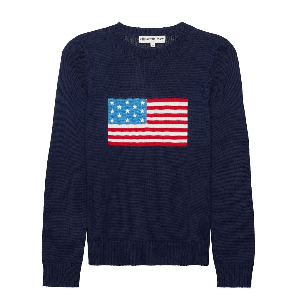 Women's American Flag Sweater - Blue Extra Small Ellsworth + Ivey
