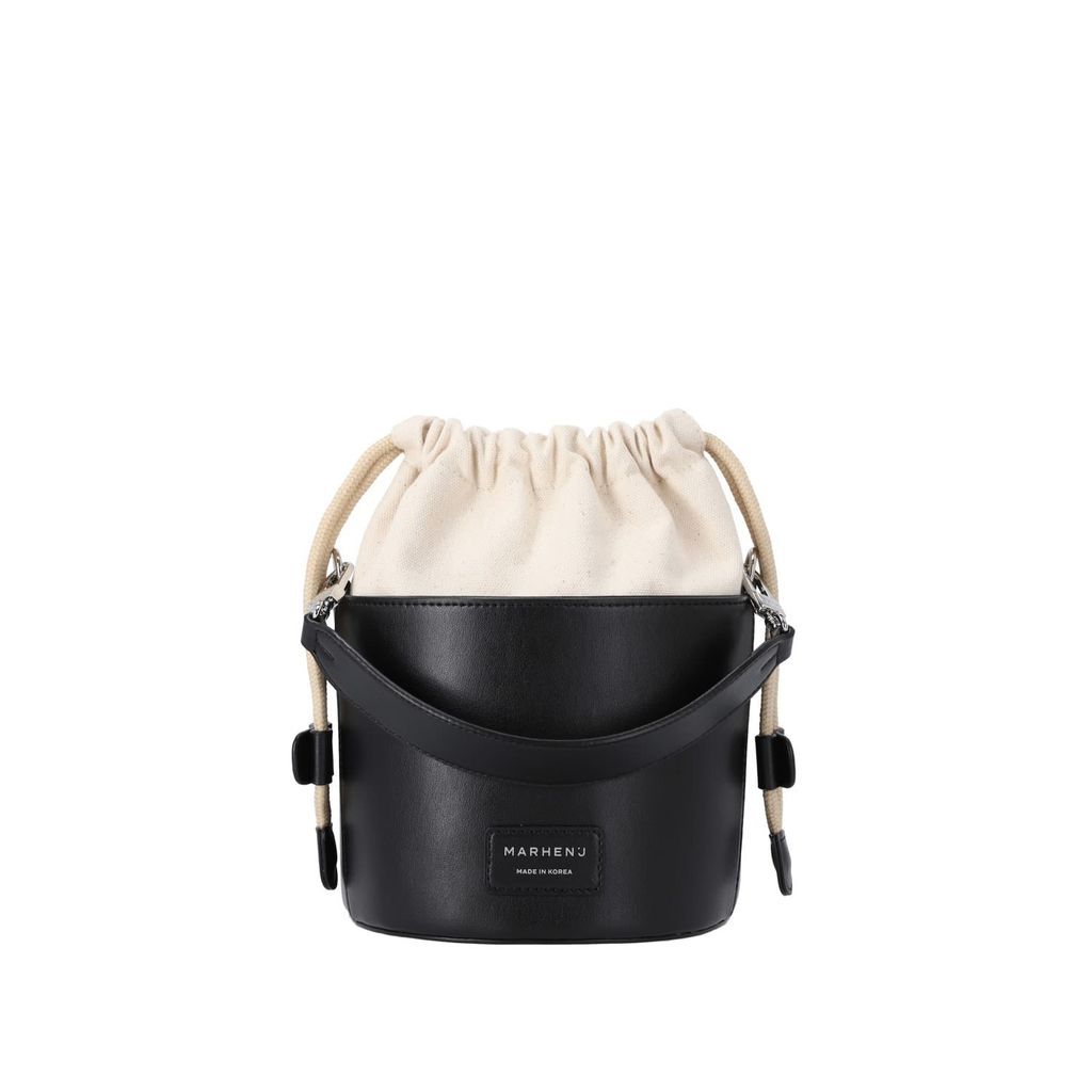 Women's Apple Leather Bucket Bag - Roa - Luce Black MARHEN. J