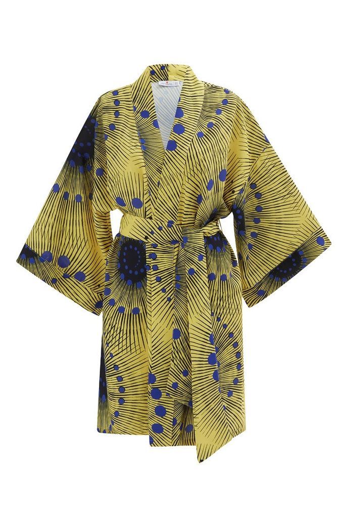 Women's Aura Satin Kimono Yellow/Blue Multicolor One Size Peraluna