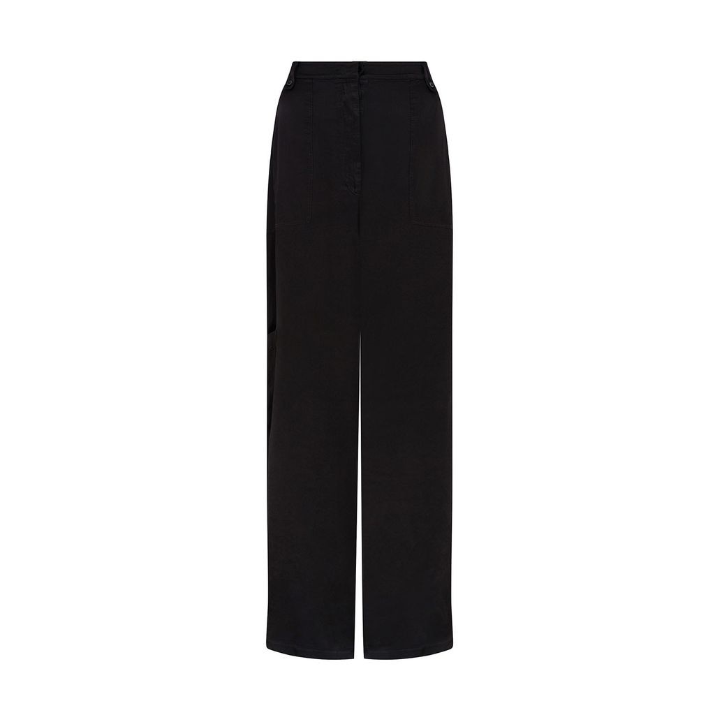 Women's Aurora Black Satin Cargo Trousers Extra Small GHOST