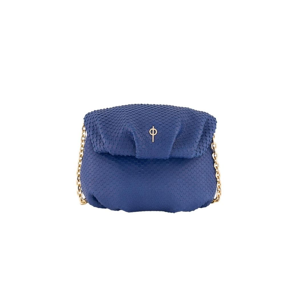 Women's Baby Leda Snake Blue - Leather Crossbody Otrera