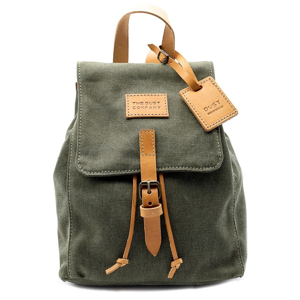 Women's Backpack In Cotton Green & Cuoio THE DUST COMPANY
