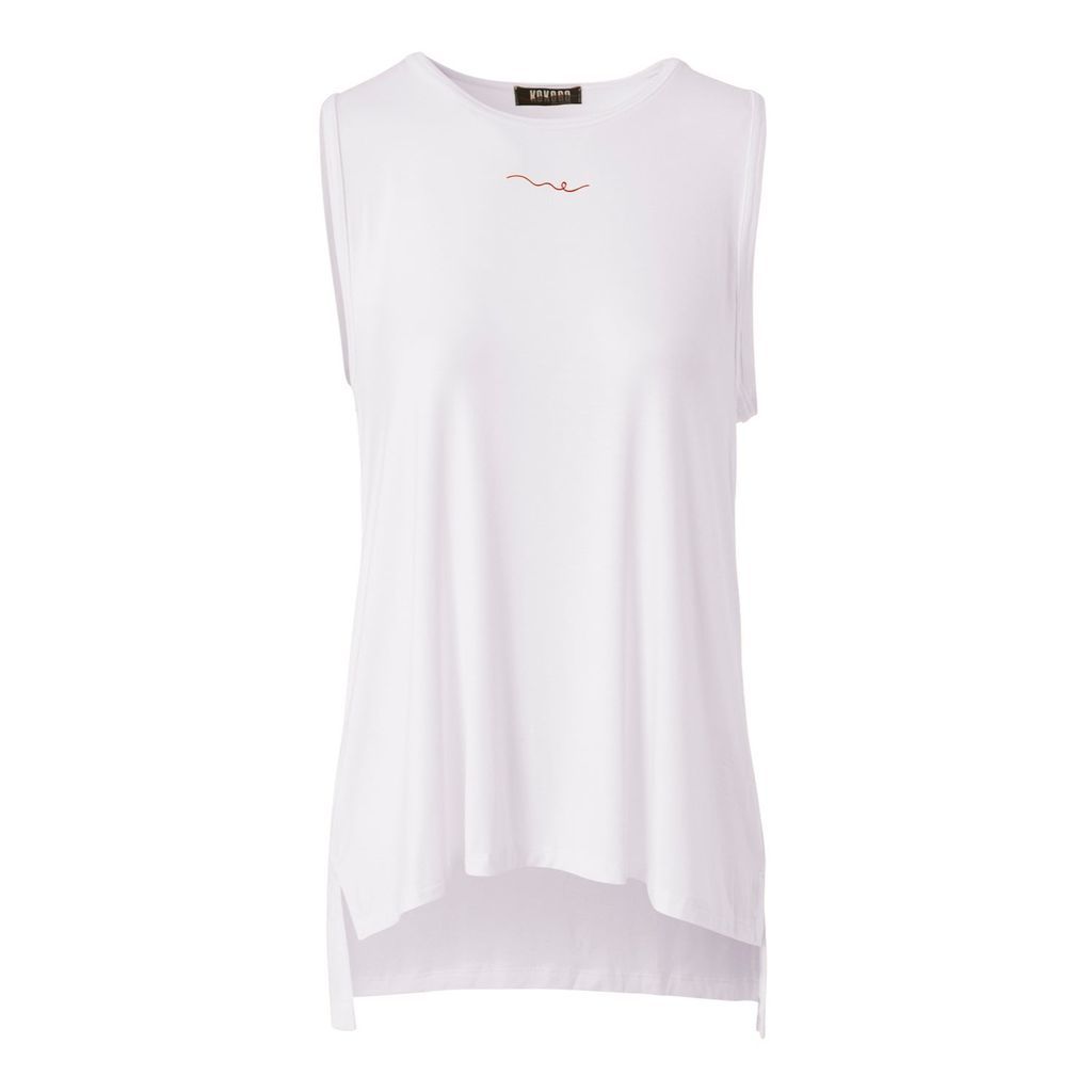 Women's Bamboo Sport Yoga Lounge Vest Top White S/M Kokoro Organics