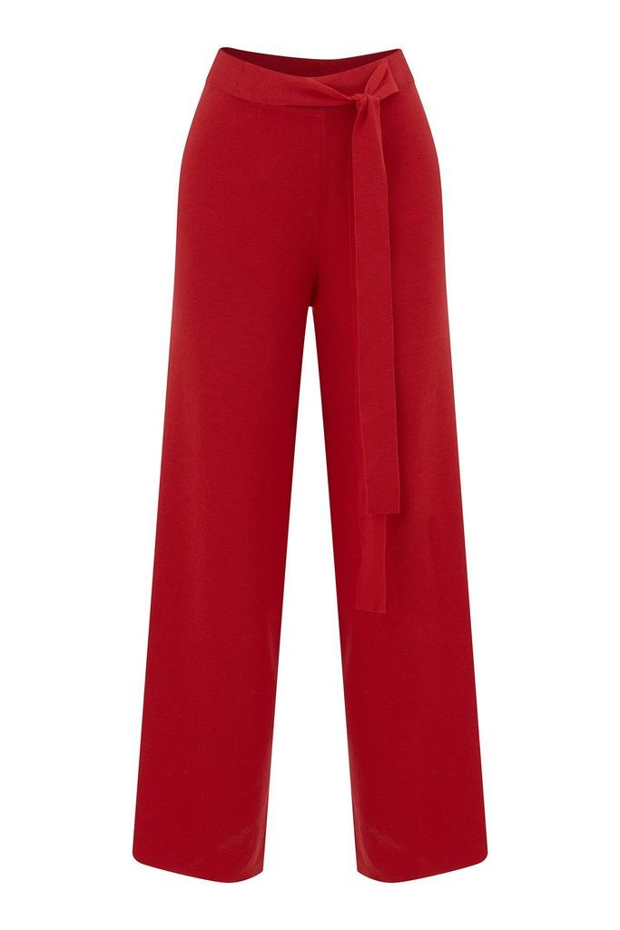 Women's Bell Bottom Knit Trousers - Red Small Peraluna