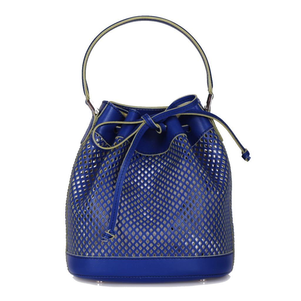 Women's Bella Leather Mini Bucket Bag - Blue Alexandra de Curtis