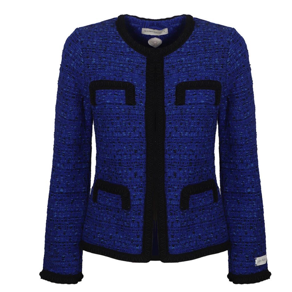 Women's Black / Blue Alpaca Merino Wool Classic Tweed Jacket Mafalda Klein - Blue Small The Extreme Collection