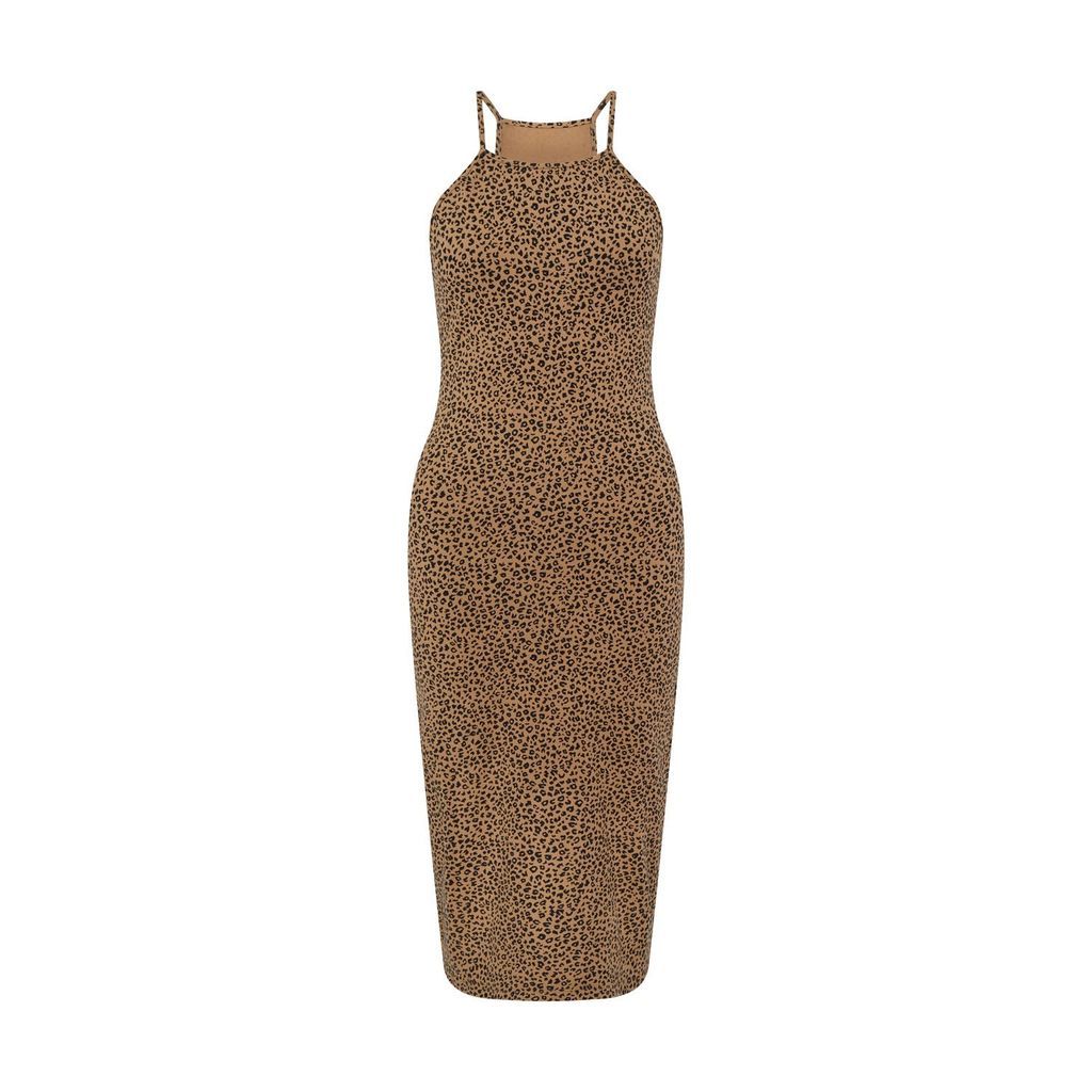 Women's Black / Brown Eka Racer Back Dress In Classic Leopard Xxs Manners London