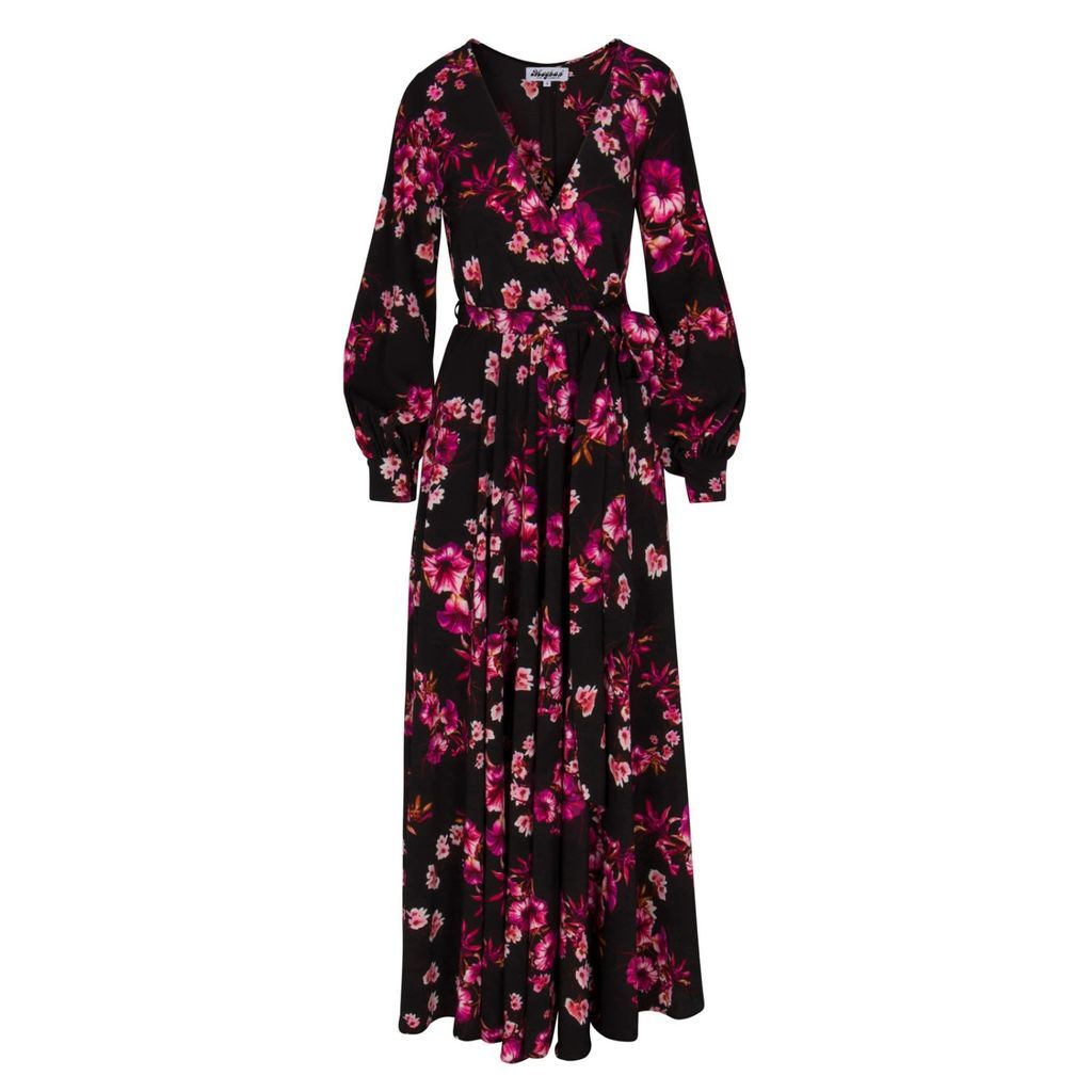 Women's Black / Pink / Purple Lilypad Maxi Dress - Jasmine Cranberry Xxxs Meghan Fabulous