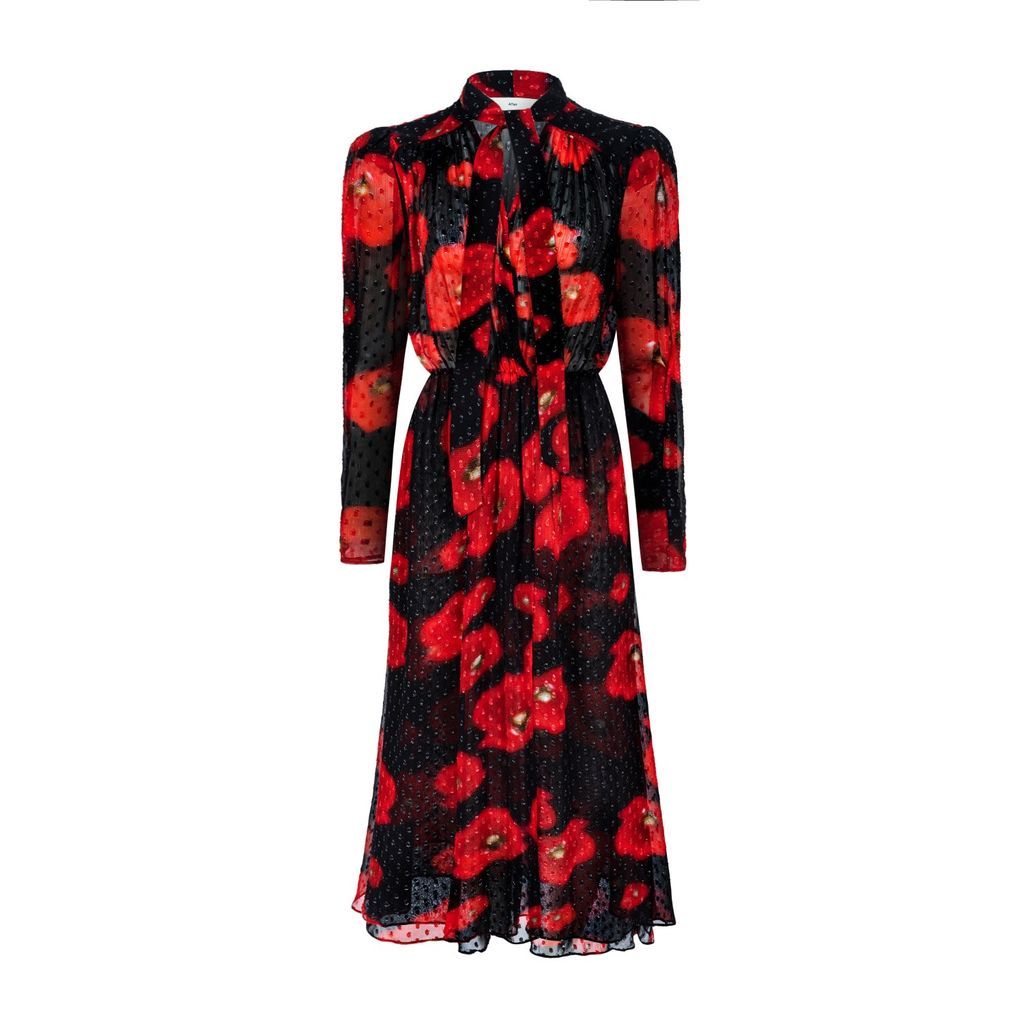 Women's Black / Red Allison Blurred Poppies Dress Extra Small Affair