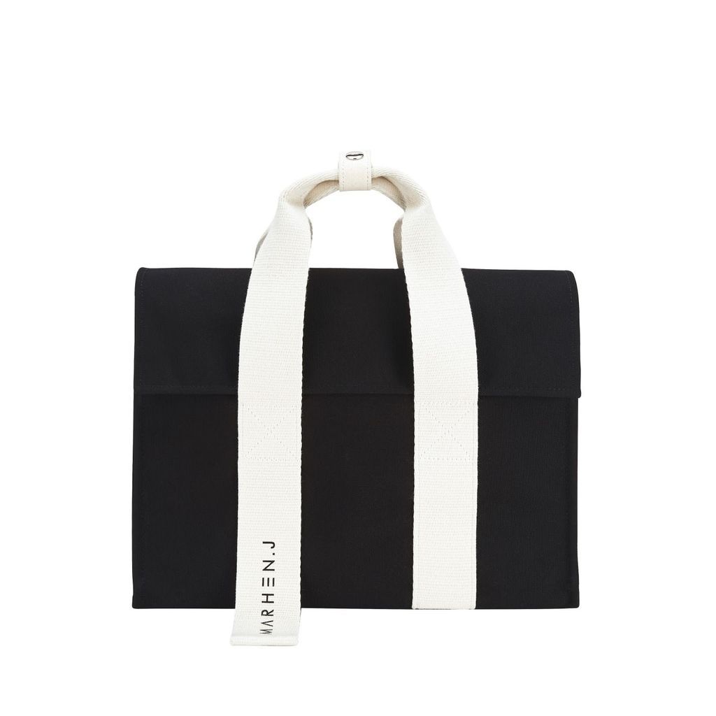 Women's Black / White Canvas Tote Bag - Roy - Black One Size MARHEN. J