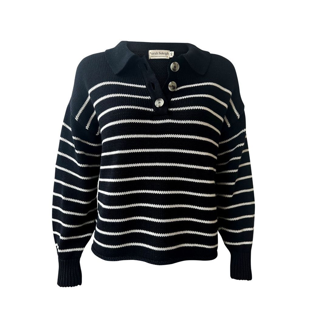 Women's Black / White Elise Knit Sweater - Black & White Striped Extra Small Narah Soleigh