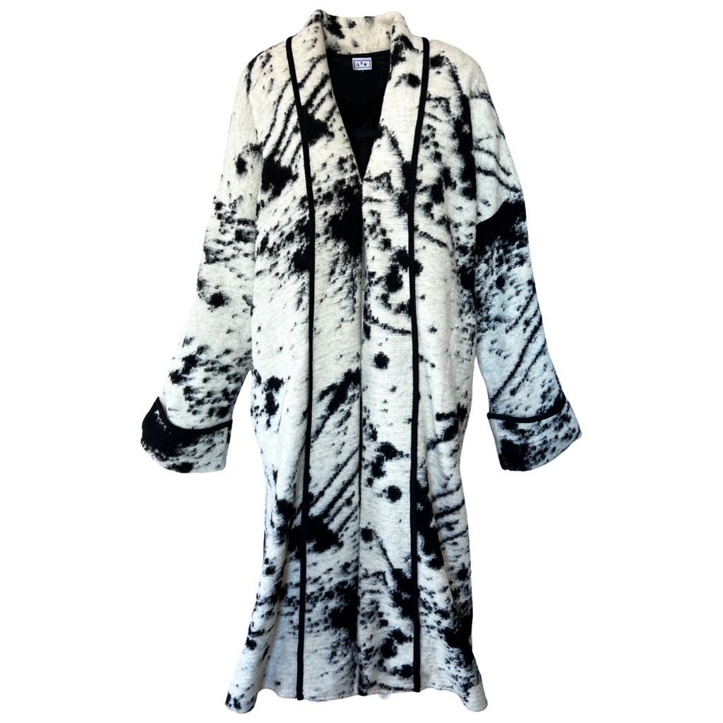 Women's Black / White Slouchy Coat In Drip Abstract Black & White Xs/S L2R THE LABEL