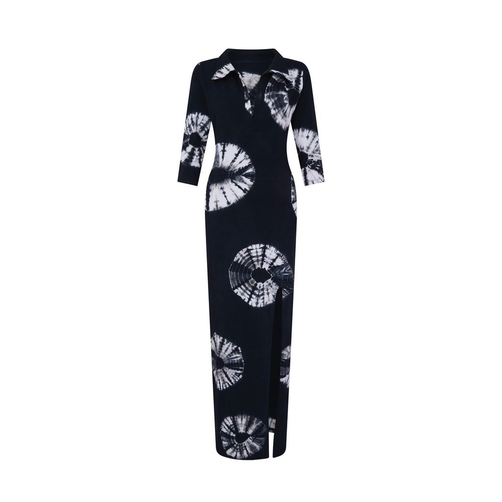 Women's Black / White Zaba Maxi Dress In Shibori Xxs Manners London