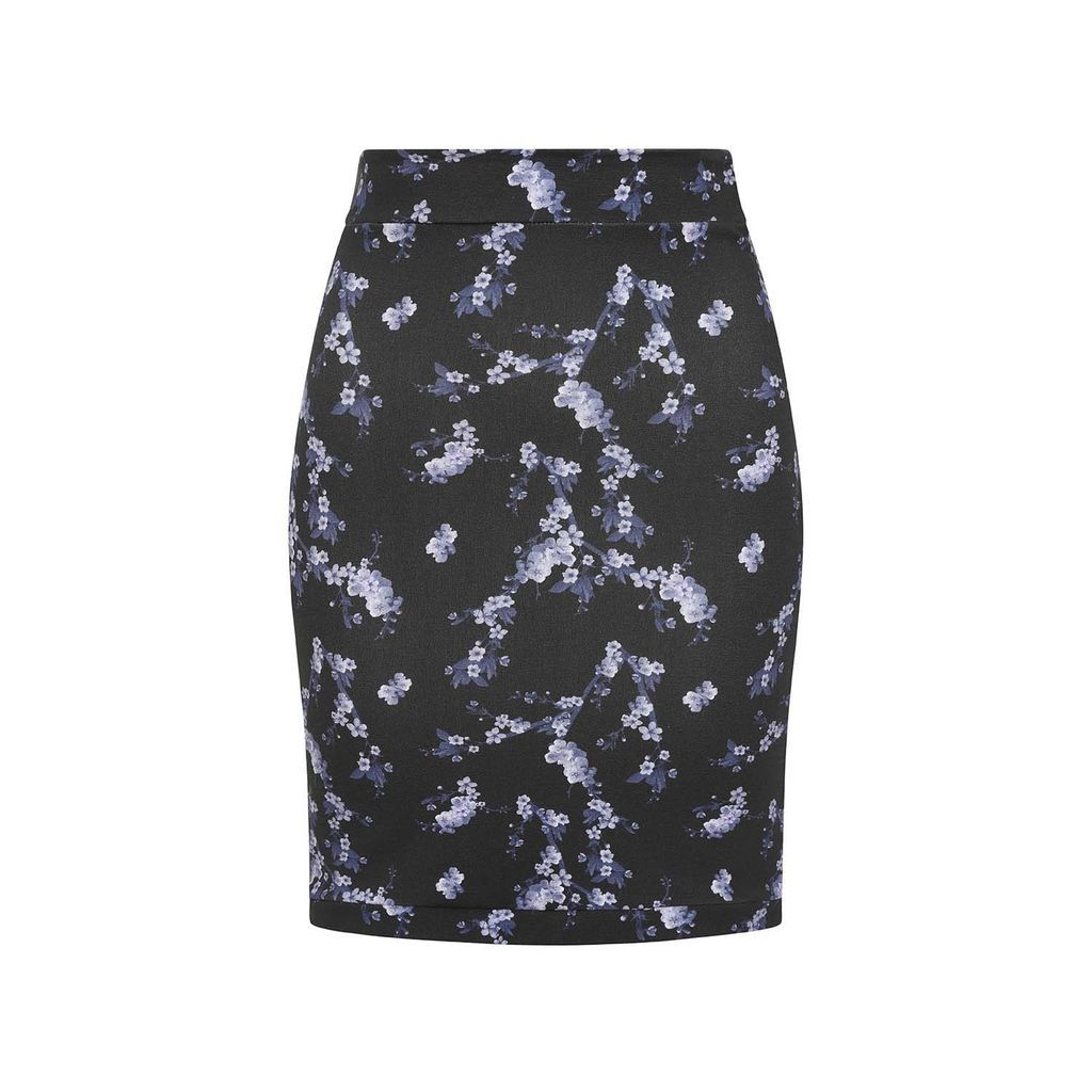 Women's Black & Grey Floral Jersey Skirt Extra Small Sophie Cameron Davies