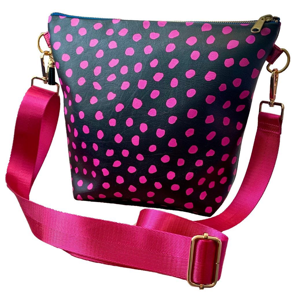 Women's Black & Pink Vegan Leather Handbag Chloe Croft London Limited