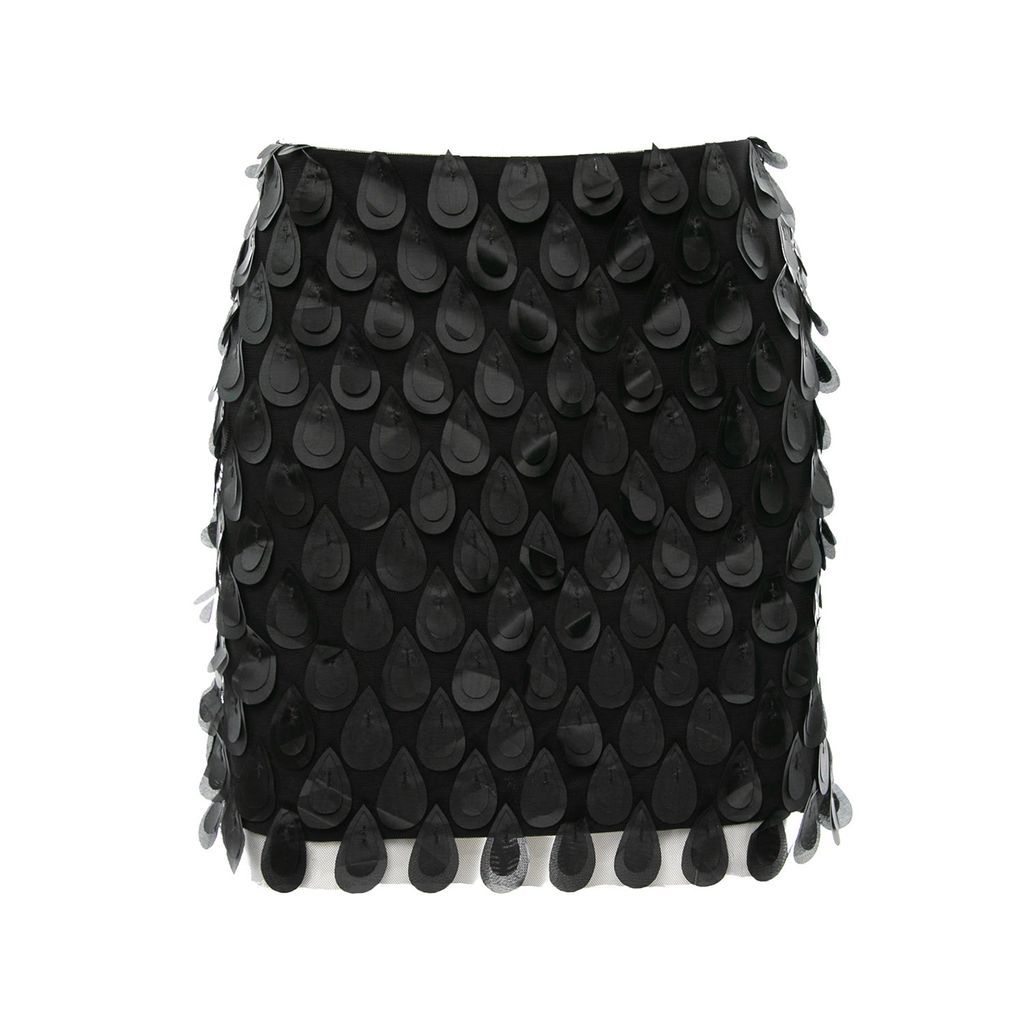 Women's Black 3D Application Organza Mini Skirt Small Silvia Serban