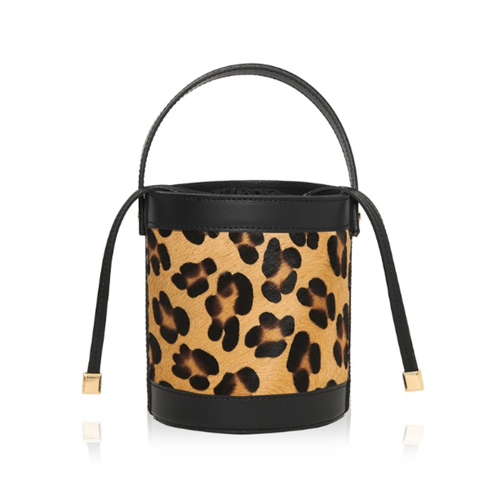 Women's Black Anse Animal Print Bucket Bag - Leopard Print Betsy & Floss
