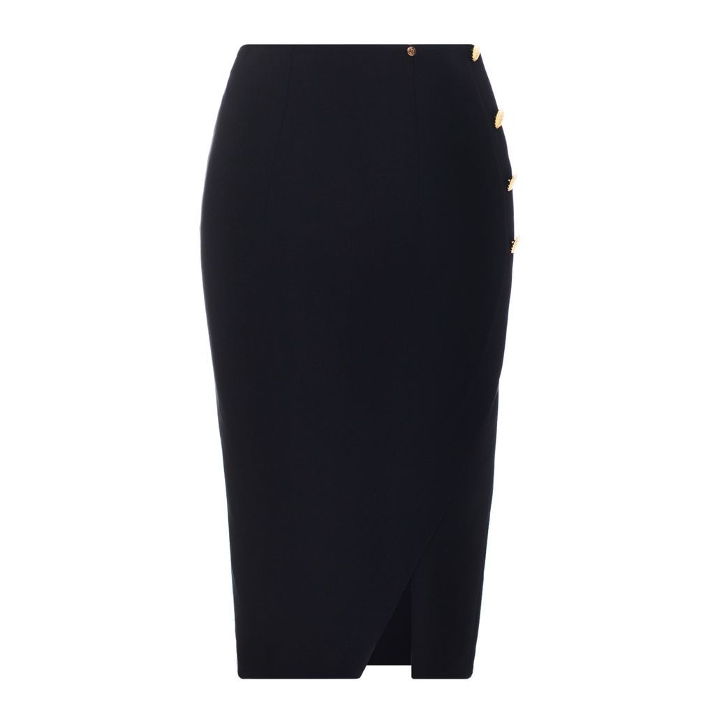 Women's Black Button-Detail Pencil Skirt Xxs Nissa