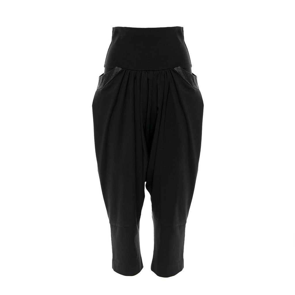 Women's Black Conical Pleated Pants Small Silvia Serban