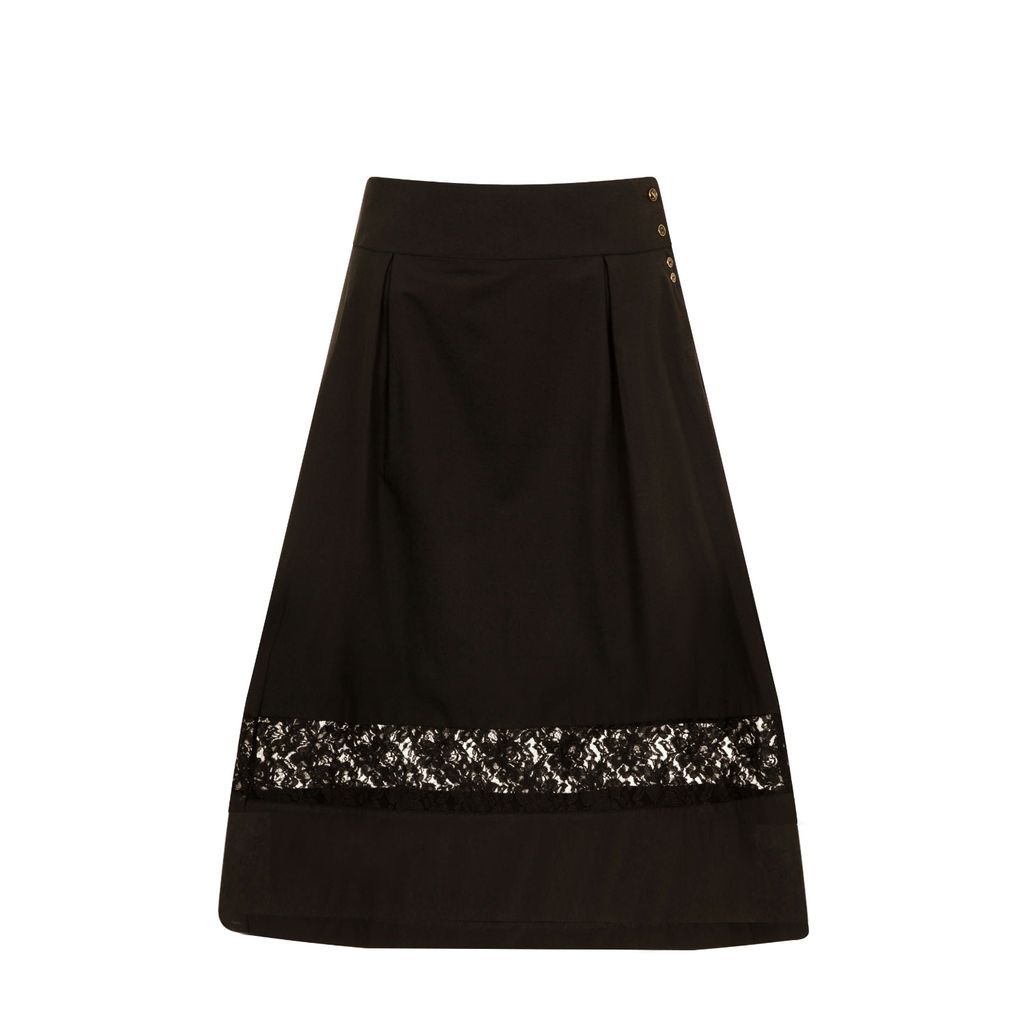 Women's Black Cotton A-Line Midi Skirt Extra Small Sophie Cameron Davies