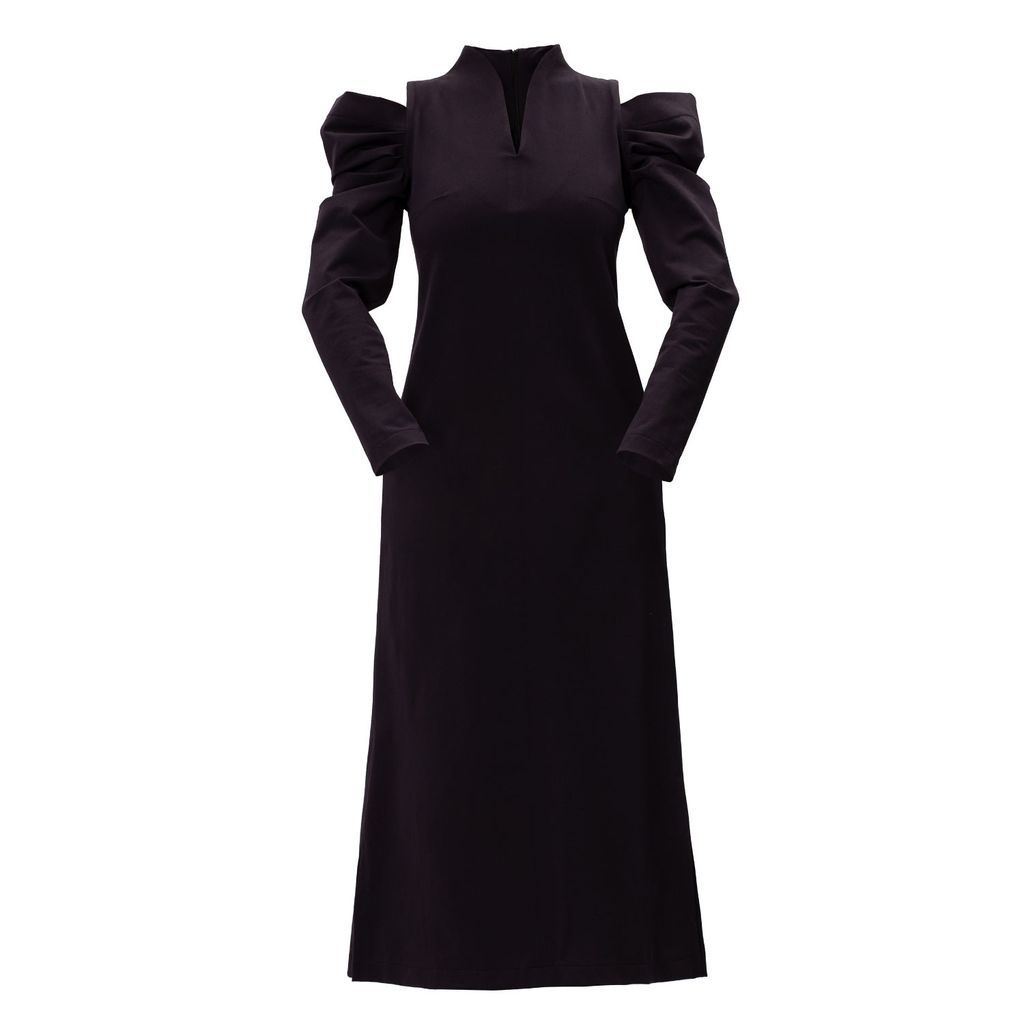Women's Black Designer A-Line Long Dress Extra Small Julia Allert
