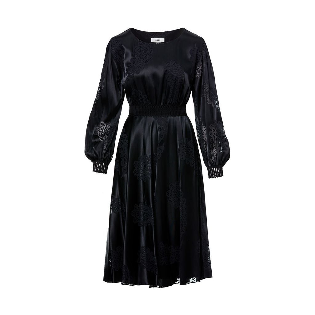 Women's Black Dress Satin Effect Viscose Xxs Nissa