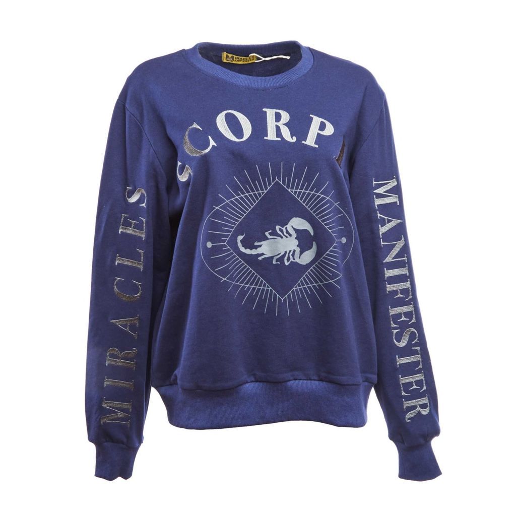 Women's Black Embroidered Scorpio Zodiac Sign Sweatshirt Small Miracles Manifester